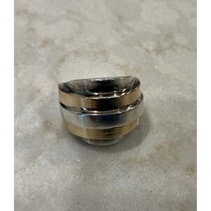 14K Gold Accent Stainless Steel‎ Band Ring Size 6.5 Statement Jewelry